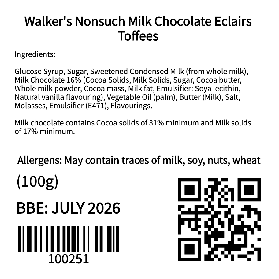 Walker's Nonsuch Milk Chocolate Eclairs Toffees (100g)