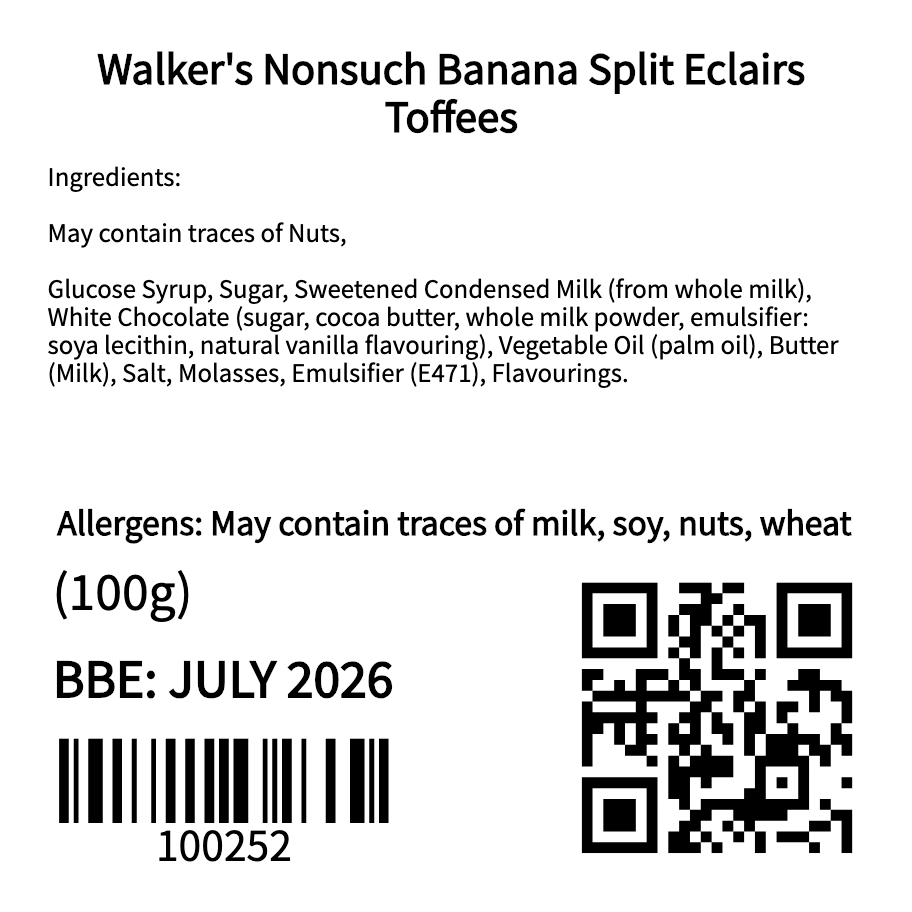 Walker's Nonsuch Banana Split Eclairs Toffees (100g)