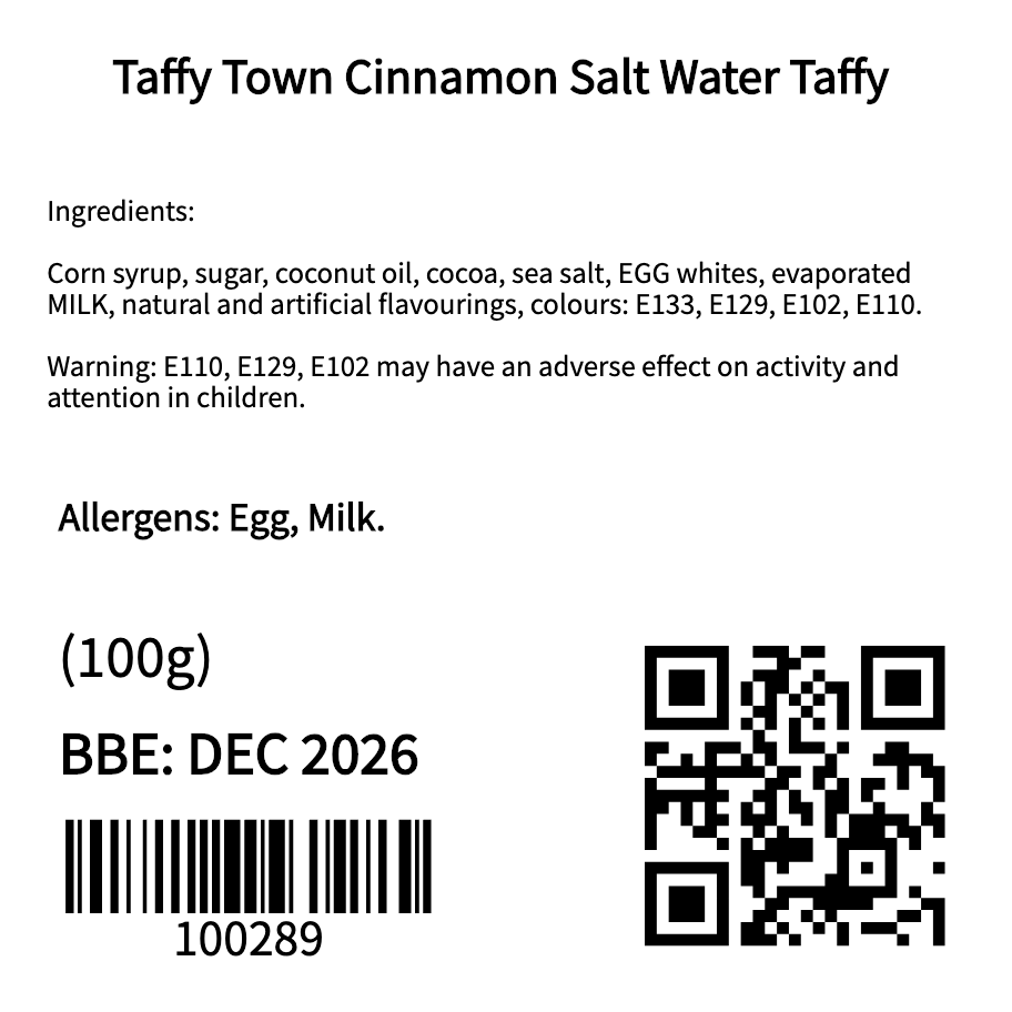 Taffy Town Cinnamon Salt Water Taffy Jar (100g)